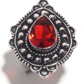 

Genuine Garnet Ring 925 Silver Overlay over Copper Nature stone Hand made Women Jewelry USA Size : 7.25