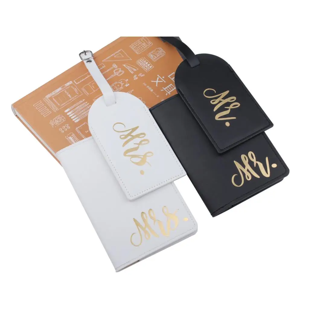 Luggage-Tag Sets Travel-Accessories-Set Passport-Cover Card Couple PU for Id-Tag LT35LT37CH12