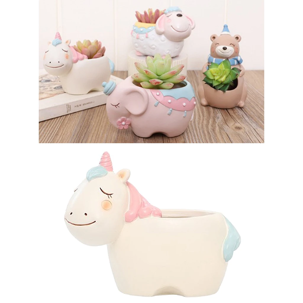Cute Animal Flower Pot Creative Resin Garden Succulent Planter Flowerpot Plant Container Home Office Decors