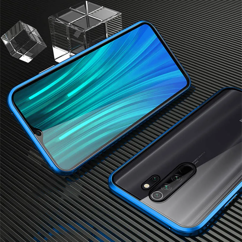Двусторонний чехол с магнитной адсорбцией на 360 градусов для mi Xiao mi Red mi Note 7 K20 8 Pro Xiao mi Max 3 mi x 2S чехол для телефона - Цвет: Blue