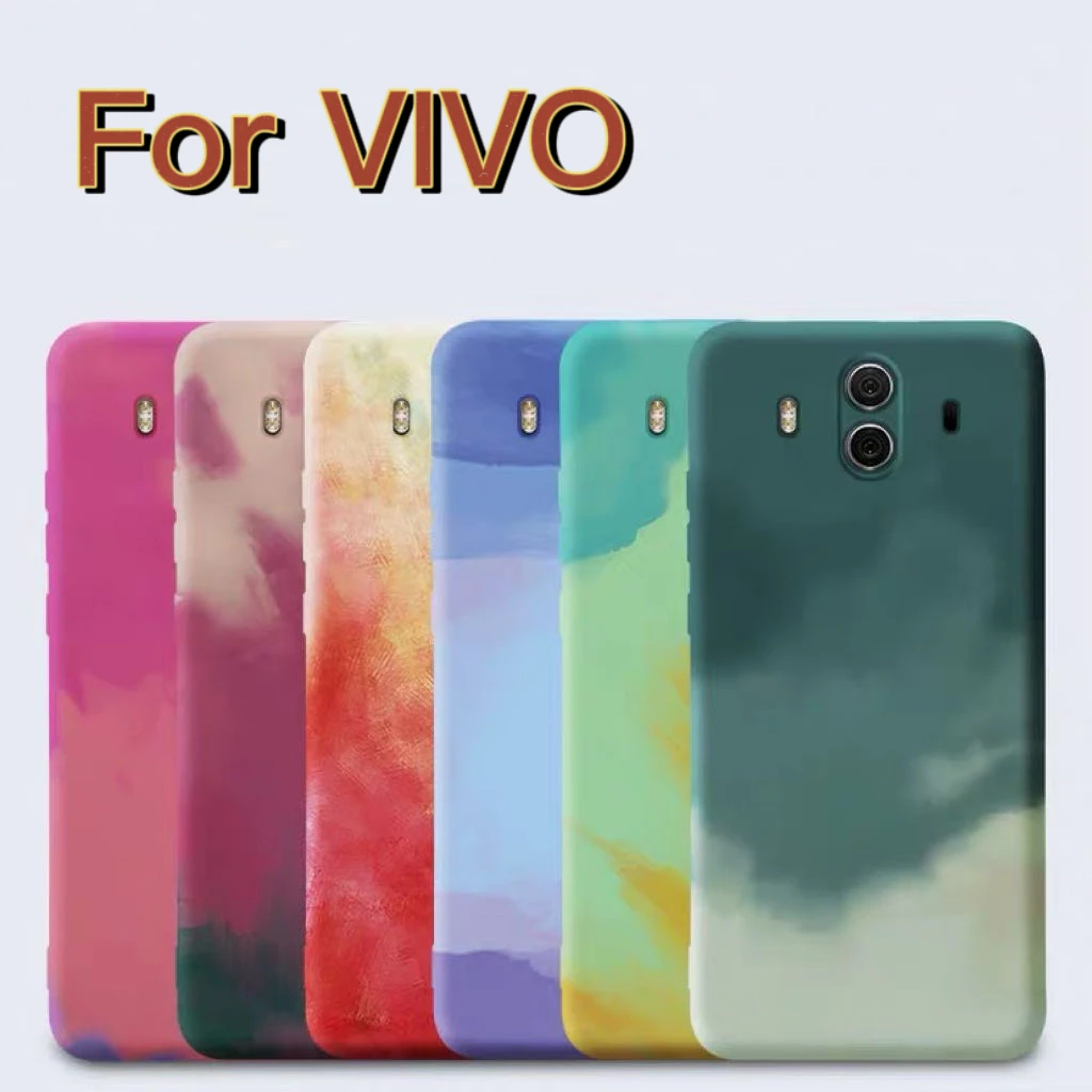 Fashion Watercolor Blooming Oil Painting case for VIVO Y91 91c 93 95 V15 Y7s 9s 11 19 52s pro Soft Liquid Silicone Cover | Мобильные
