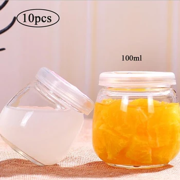 

10pcs 100ml Glass Heat-Resistant Pudding Bottle With Lids Yogurt Containers Glass Milk Cup Jelly Jar For Restaurant Dessert Shop