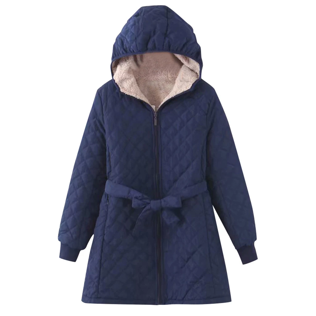 CHAMSGEND Women Elegant Coat Winter Regular Cotton Overcoat Long Bandage Loose Manteau Femme Hiver Warm Jacket 1008 - Цвет: NY