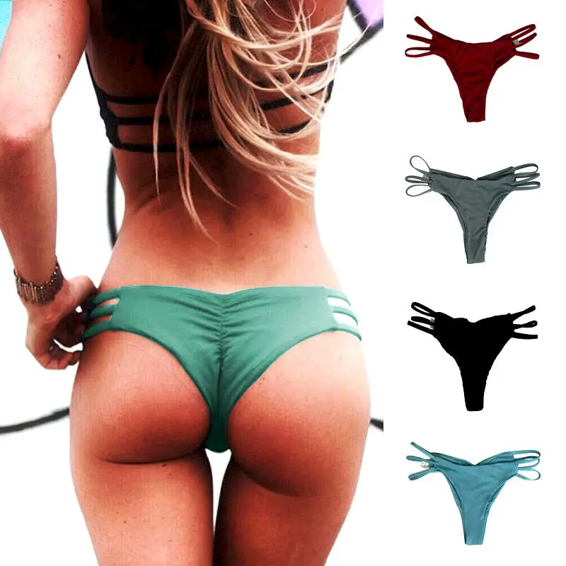 Sexy Womens Swimming Trunks One-Piece Bikini Shorts Brief Thong Bottom Brazilian Hollow Out Swimwear Bath Suit Panty Underwear