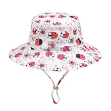 Summer Hat Kids Sun Beach Boy Girl Bucket Hats With String White Sunshine Protection Holiday Swimming Outdoor Accessory