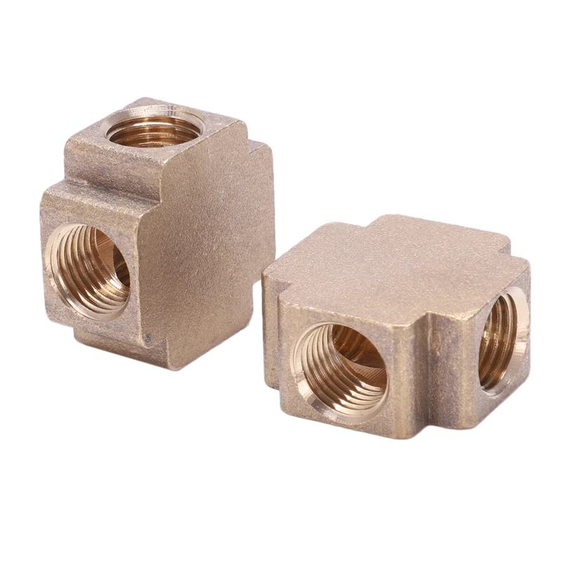 

2 Pcs 1/4" NPT Thread 4 Ways Cross Connector Pipe Adapter Coupler
