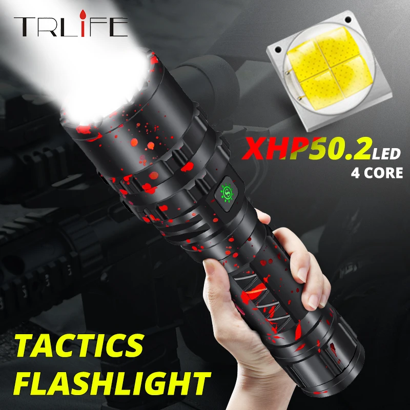 

80W Tactical Flashlights Powerful XHP50.2 LED Flashlight Aluminum Xlamp Hunting L2 Waterproof 18650 26650 Torch Camping Lanterna