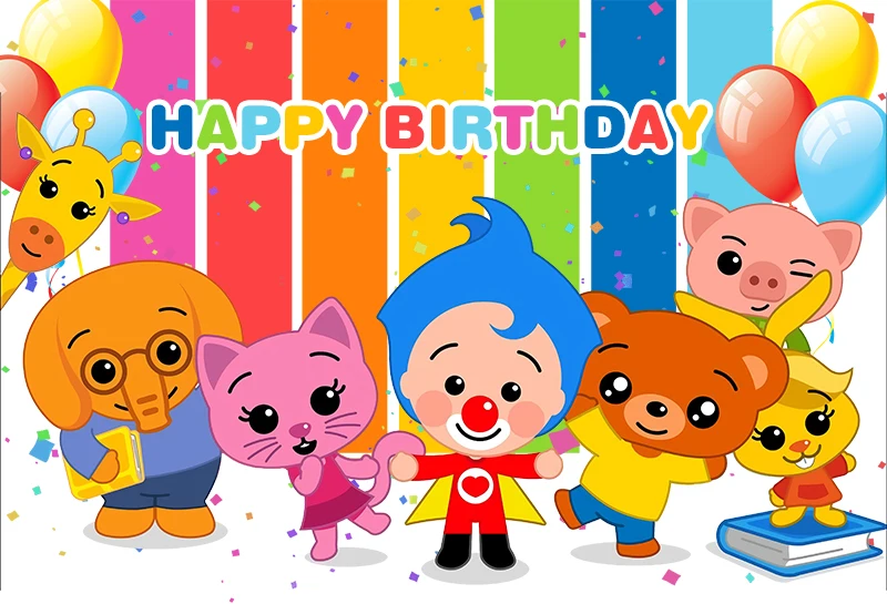 Plim Backdrop Kids 1st Birthday Party Photography Cartoon Pig Bear Photo Background Rainbow Vinyl Decoration Props Banner photo backdrop