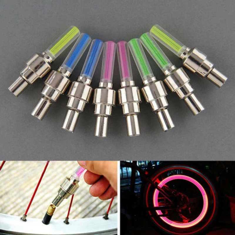 1 Pair Bike Spoke Light With Battery Mountain Road Bicycle Taillight Motocycles Light LED Wheel Tire Nozzle Valve Caps Lamp