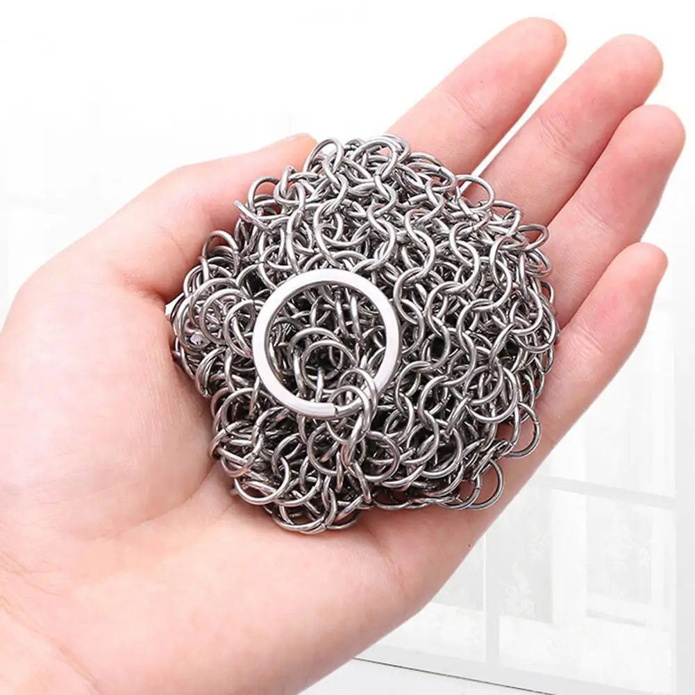 

Cast Iron Skillet Scrubber Eco-Friendly Chain Mail Scrubber Multipurpose Chain Mail Scrubber