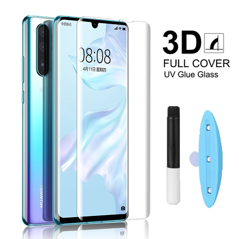 

For Huawei P30 Pro Screen Protector UV Glass For Huawei Mate 20 P20 Pro P20 Mate 20 Lite Nano Liquid UV Glue Tempered Glass Film