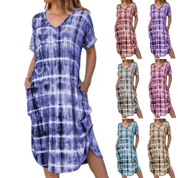 

2020 Best Selling Short Sleeve V-neck Loose Floral Printed Dress
