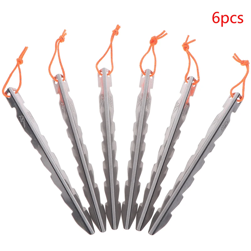 6pcs stainless steel Tent Peg Wide Stakes Nails Outdoor Camping tent nail Accessories Tent stake - Color: Light Grey
