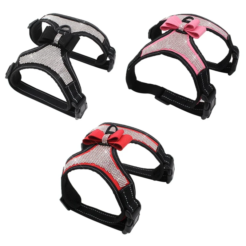 

Pet Puppy Dog Bow Harness Collar Adjustable Leash For Small Medium Large Dogs Animals Pet Walking Hand Strap Dog Tag Supplies Ne