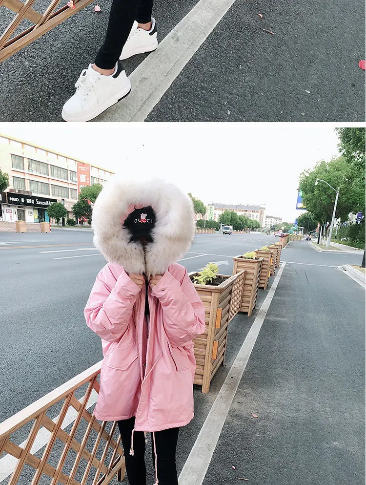 Стиль пуховик женский короткий корейский стиль Dongdaemun большой воротник из натурального меха толстое повседневное пальто