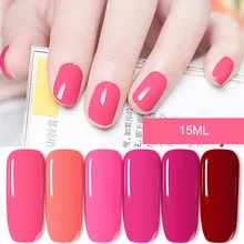 Розовый Красный цвет серии маникюрный лак замочить Led УФ-гель для ногтей чистый цвет гель-лаки для ногтей