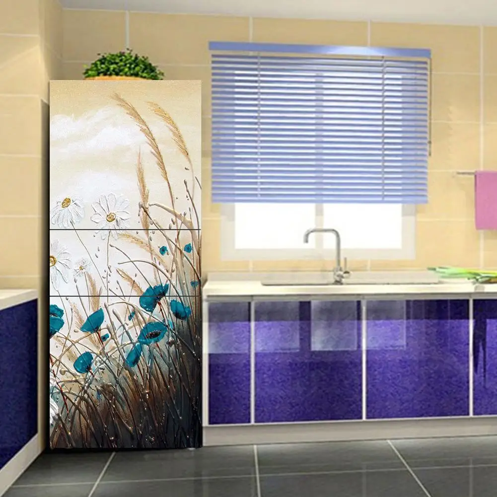 Dropshipping 3D Fashion Flower Self Adhesive Dishwasher Refrigerator Freeze Sticker Kid's Art Fridge Door Cover Wallpaper | Дом и сад