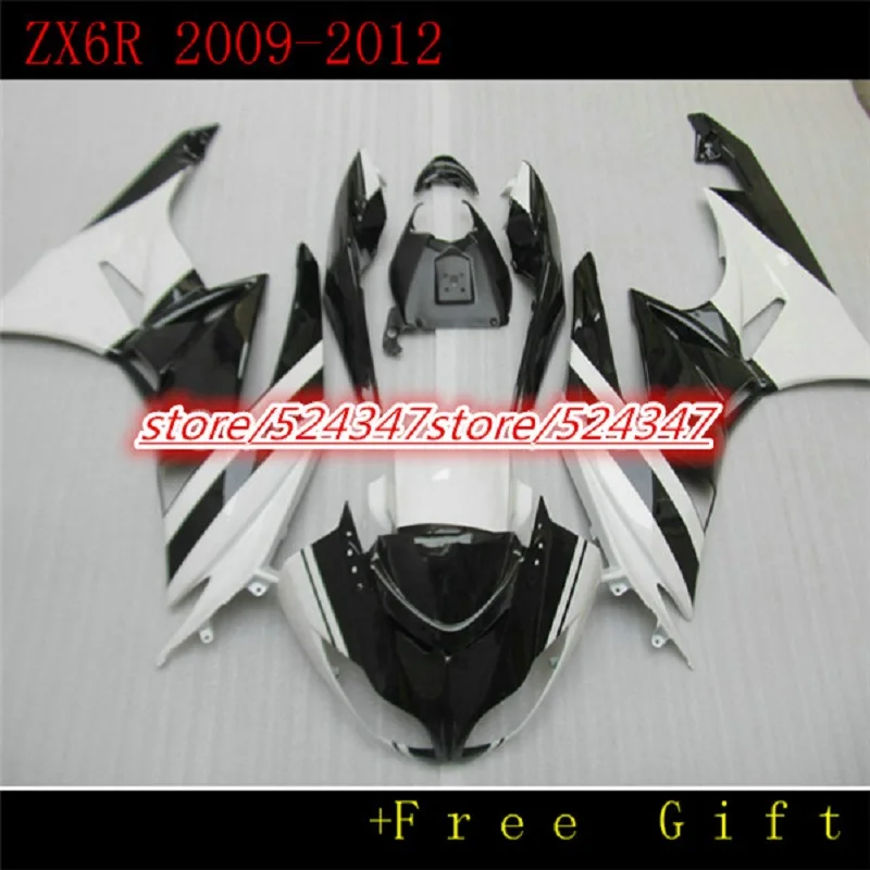 Free customize Fairing kits for Kawasaki ZX 6R 2009 2010 2011 2012 NINJA zx6r 09 12 white black