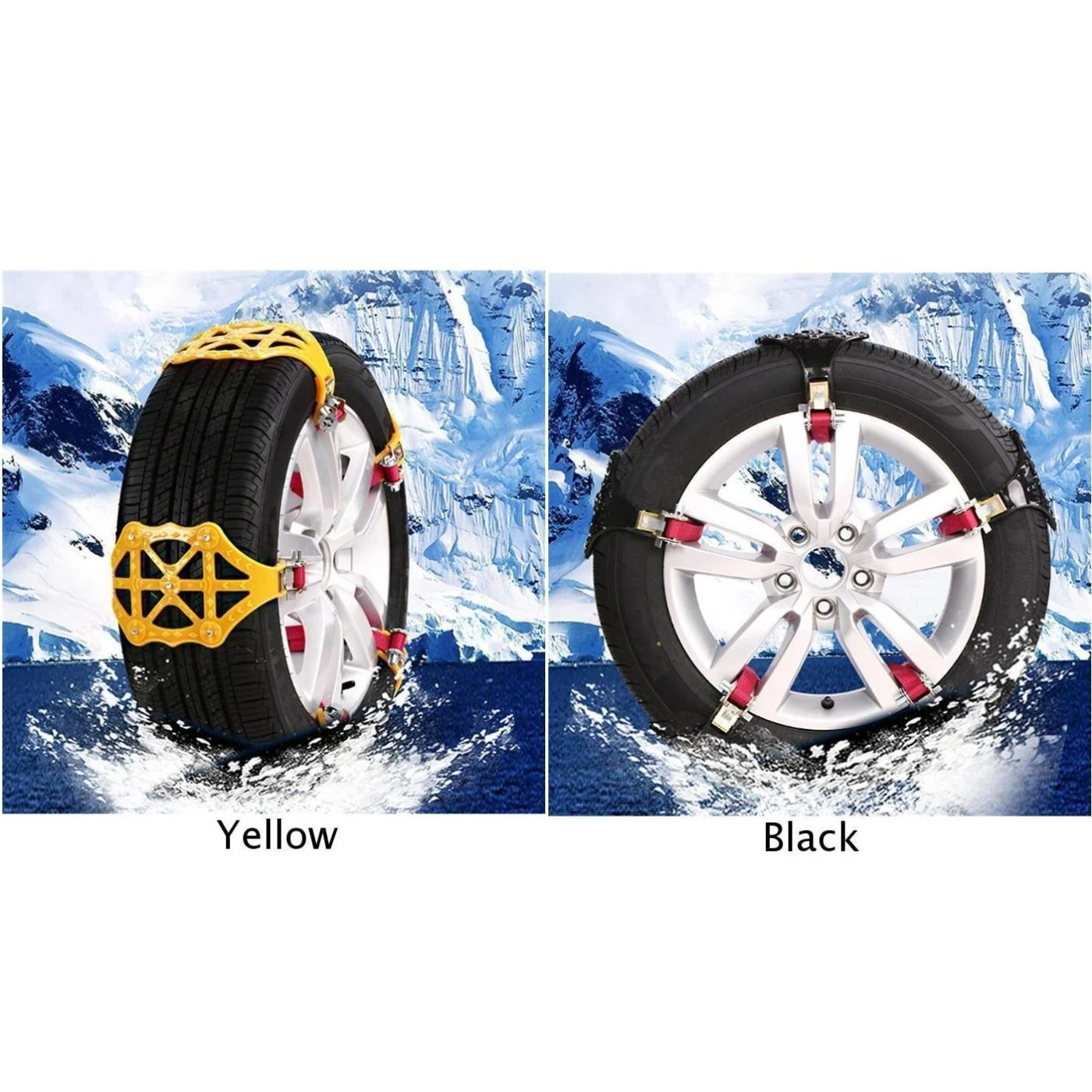 Дорожная цепь зимняя противоскользящая пригодная для носки грязная безопасность вождения желтый/черный
