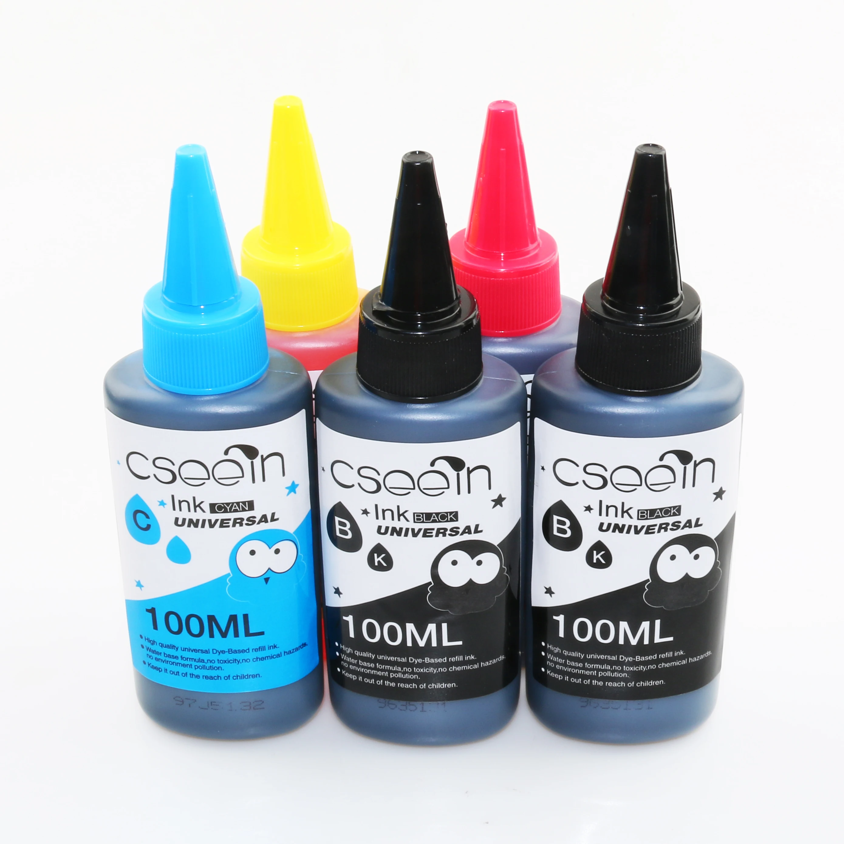 5 PK Color Dye Refill Ink Replacement For HP Kit 100ML Bottle ink for Epson Premium for Canon Inkjet Printer For Brother