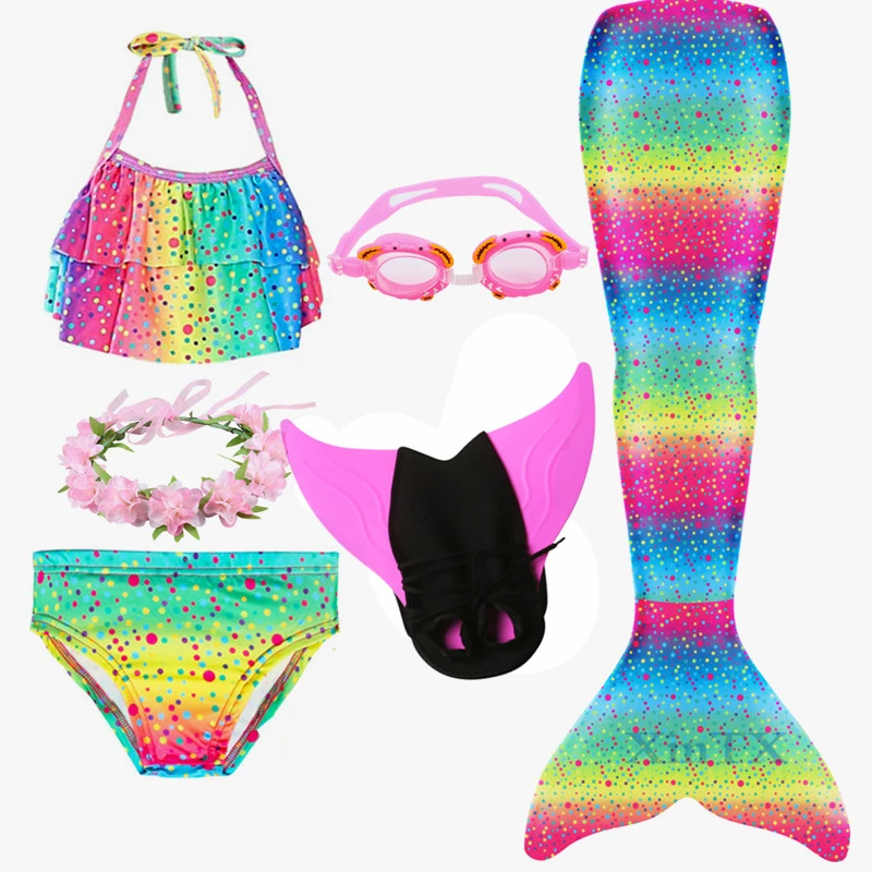 Kids Fins Ariel Mermaid Tail With Monofin Fins Flipper Swimsuit Bikini  Bathing Suit Dress Swim For Girls Swimming Costume - Cosplay Costumes -  AliExpress