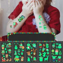 Christmas Shiny Luminous Tattoos Stickers Glow In The Dark Children's Temporary Waterproof Tattoos Sticker Kids Easy Clean