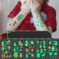 Christmas Shiny Luminous Tattoos Stickers Glow In The Dark Children's Temporary Waterproof Tattoos Sticker Kids Easy Clean