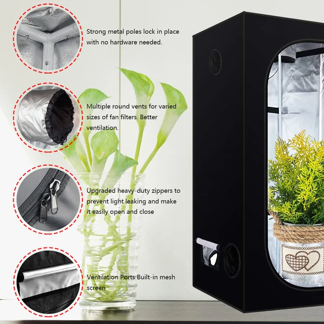 240*120*200 Cm -Es Növénynövekedés Sátra Növekvő Doboz Beltéri Szoba Otthoni Fényvisszaverő Mylar Hydroponics Greenhouse Oxford Plant Light Sátor - Image 5