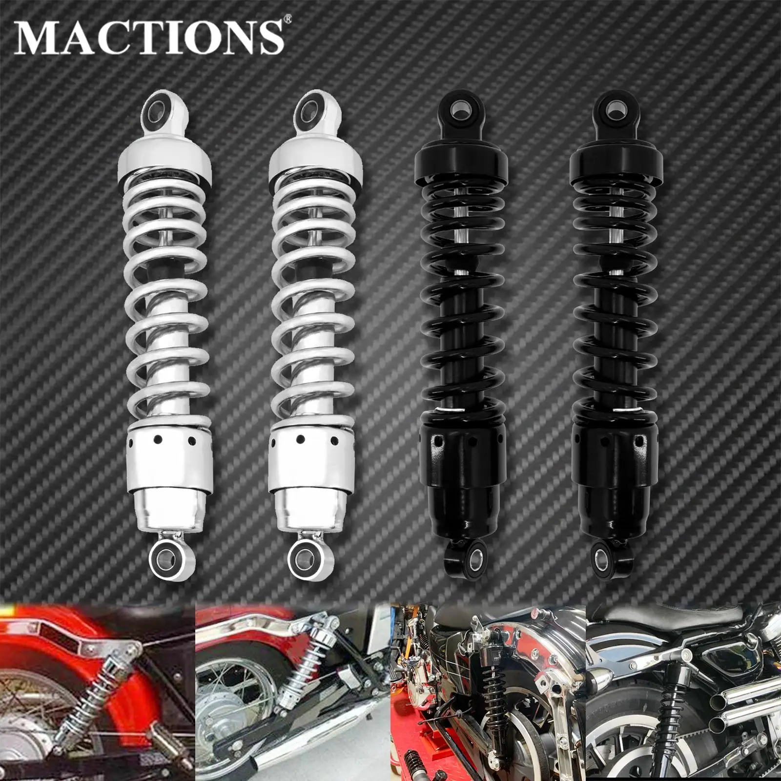 Motorcycle 310mm Rear Shock Absorber Suspension Black/chrome For Harley