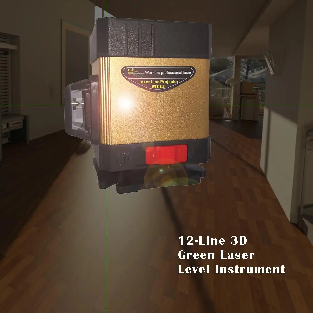 

12 Lines Green Laser Level Automatic Leveling Function Instrument ABS Self-leveling Remote Control Level Tool 23x21x15cm