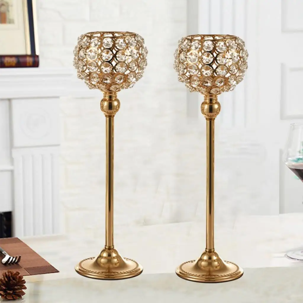 Stunning Crystal Tea Light Candle Holder Votive On Stem Wedding Party Ornaments