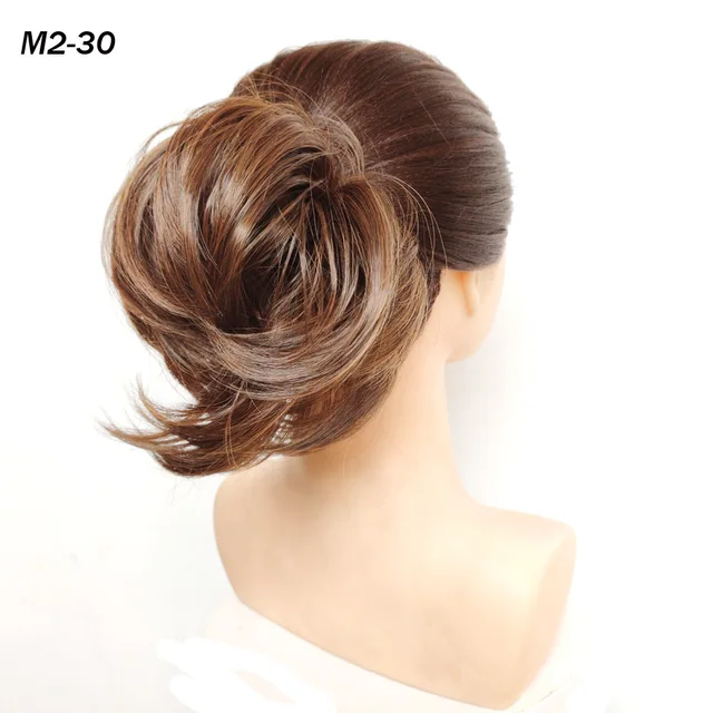 Jeedou Messy Chignon Donut Hair Bun Pad Elastic Hair Rope Rubber Band Synthetic Hairpiece Gary Brown Color S-M2-30