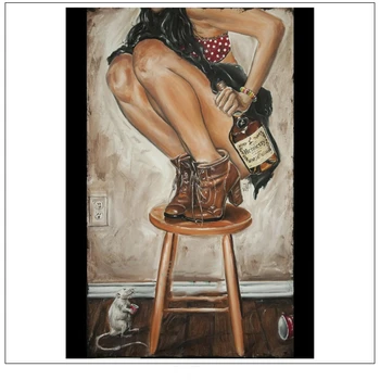 

"Hennessy Girl Mouse" 3D HD Print Art Scrolls Poster Wall Art Home Decor Banners Hanging Painting Waterproof Cloth Wall Stickers