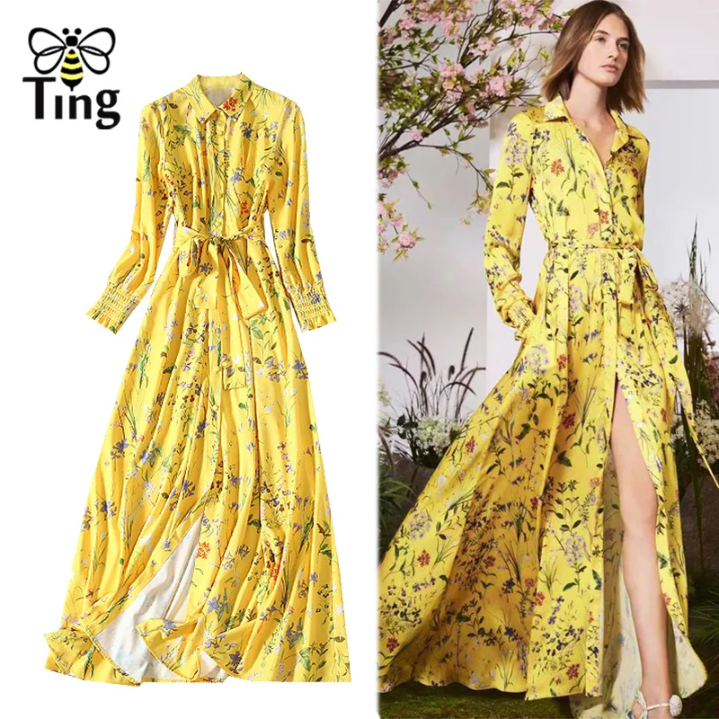 Yellow Long Dress Floral Boho | Yellow Floral Designer Dress - 2023 ...