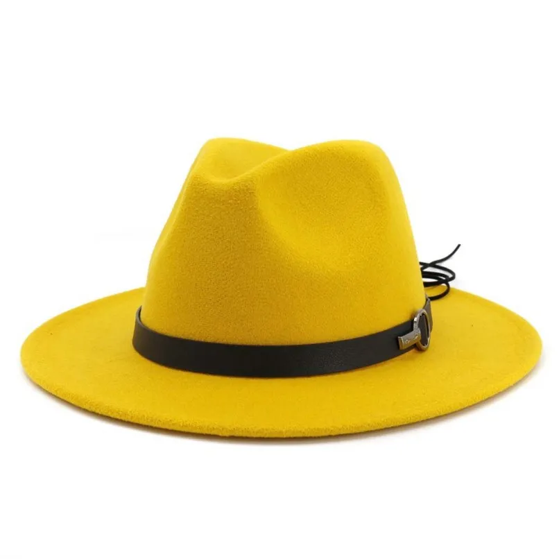 Для женщин с широкими полями шерсть фетр Джаз Fedora шляпы Панамы стиль дамы открытый повседневное Трилби шляпа игрока вечерние ковбой солнцезащитная Кепка