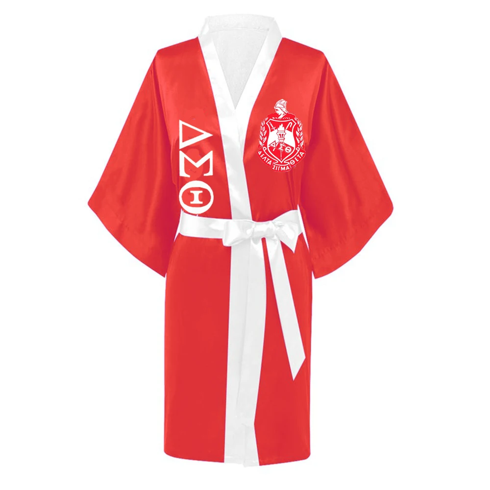 

Custom New Arrival Souvenir Delta Sigma Theta Robe Greek Letter Sorority DST Night Gown Sleepwear For Women