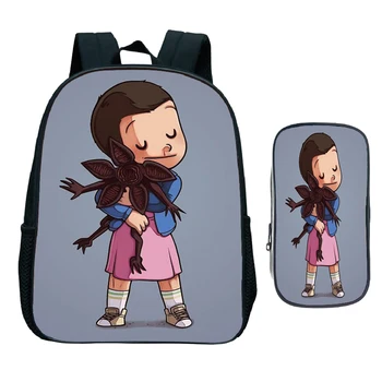 

Kids Funny Stranger Things Kindergarten School Bag 2pcs-set with Pencil Case Children Cartoon Backpack Anime Dragon Ball Bookbag