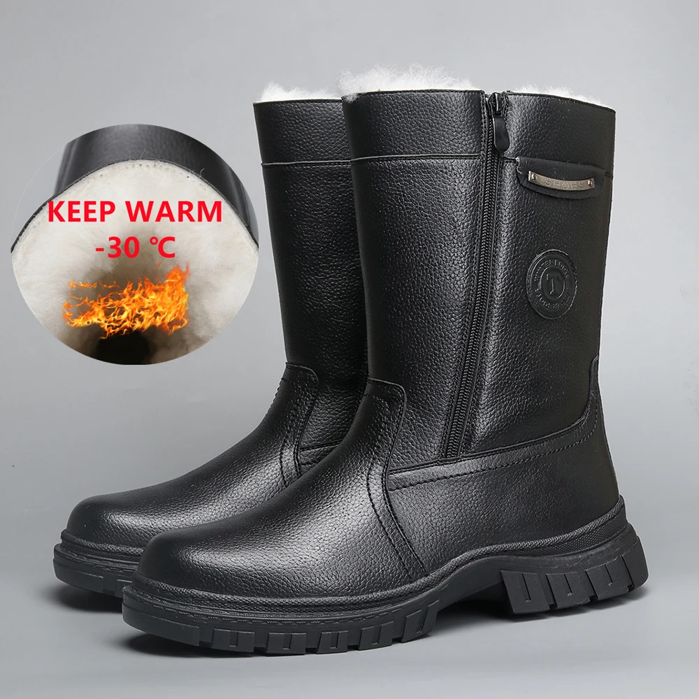 Warmest Winter Boots Men Nonslip Comfortable Leather Men Snow Boots