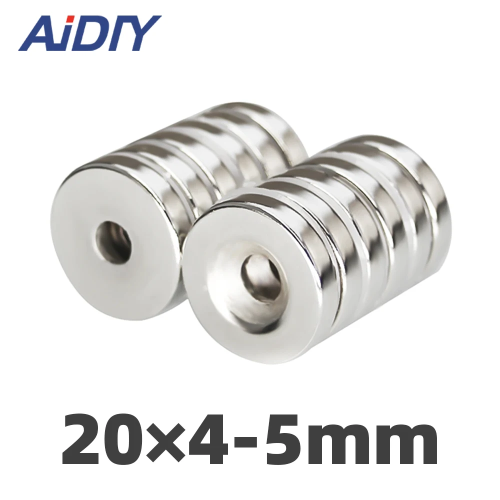 

aidiy 5/20/50 pcs 20x4mm Hole 5mm N35 Super strong ring countersunk magnets permanent neodymium magnet