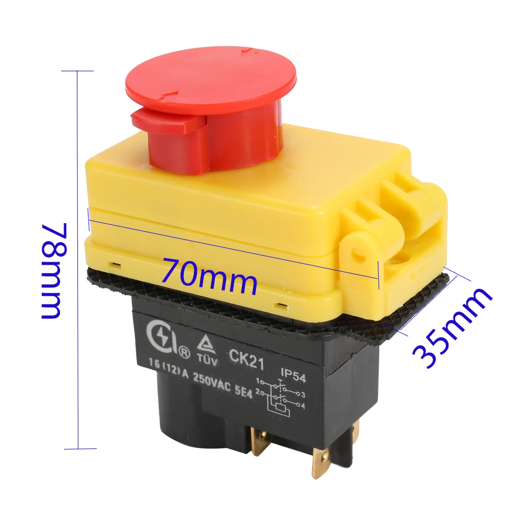 

New 250V Universal CK21D/250V Safety Switch Emergency Stop Safe Cut Off Killer Switches Electromagnetic Switch for Grinding Mach