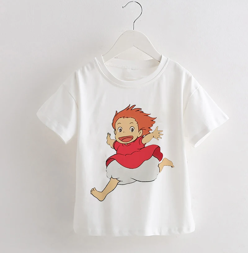Ponyo/новая одежда для маленьких мальчиков детская футболка с забавным мультяшным