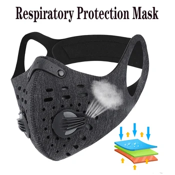 

2Pcs masque anti dust Cycling Masks Pollution Mask Air Filter Activated Carbon PM25 Mouth Face Mask with Replaceable Filter Pads