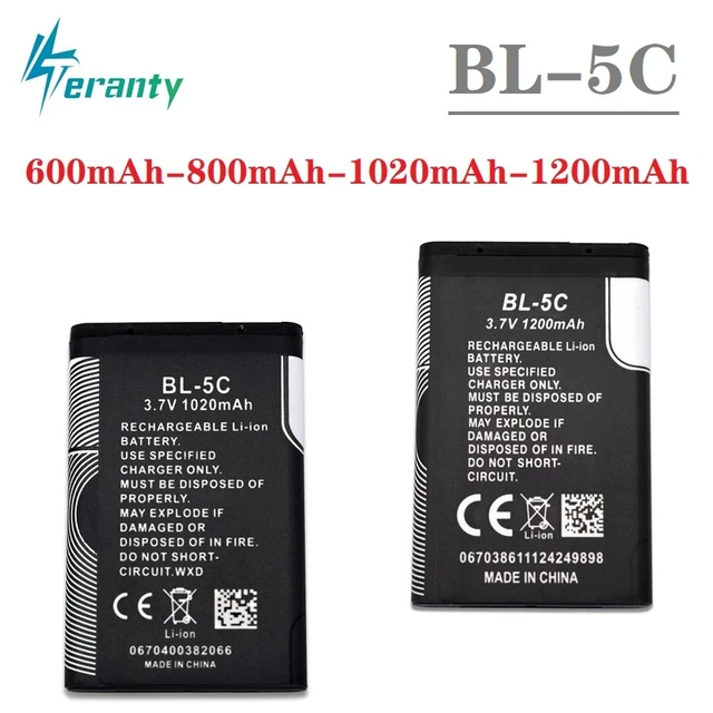 BL5C-batería de iones de litio para Nokia, 3,7 V, 800mAh/1020mah/1200mAh,  6267, 6270, 6330, 6555, 6600, 6620, 6630, 1100, 1101, 1110, 1112, 1208,  1600, - AliExpress