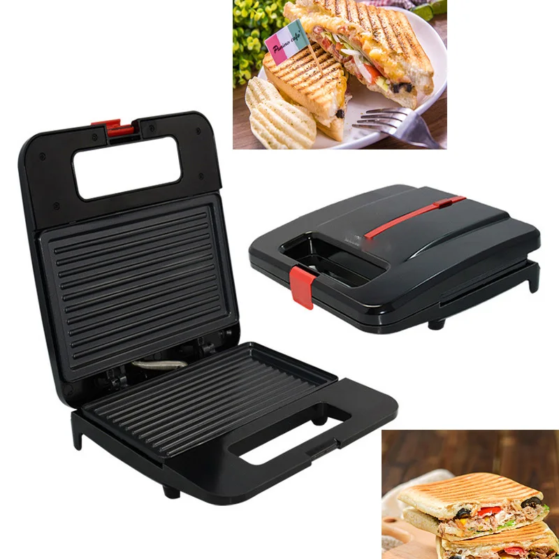 

220V BBQ Steak Hamburger Grill Barbecue Meat Roaster Breakfast Machine Egg Frying Pan Panini Sandwich Maker Bread Oven Plate