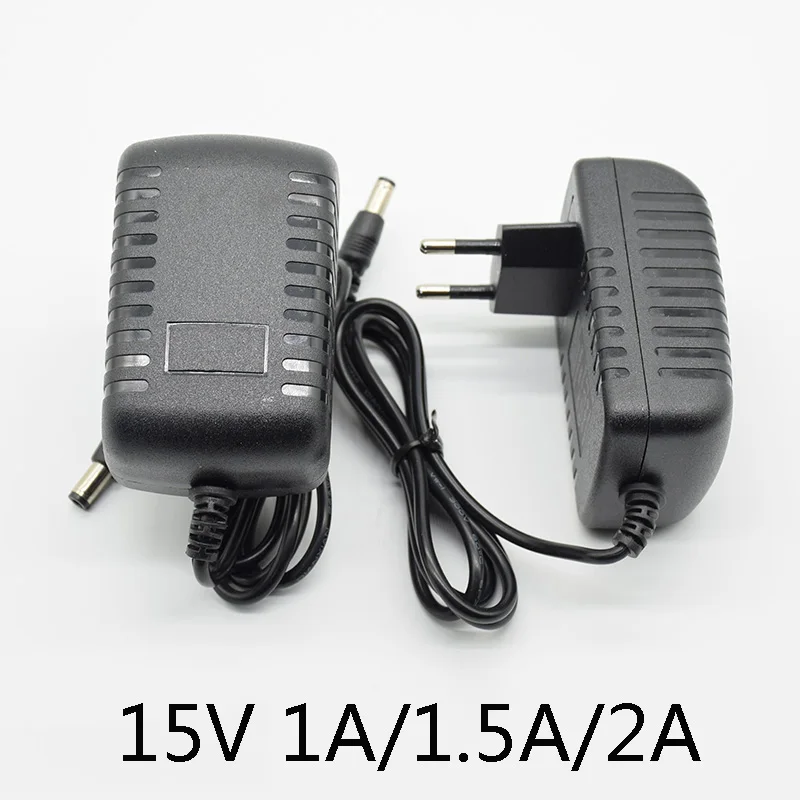 AC/DC адаптер DC 15 в 1A 1.5A 2A AC 100-240 В конвертер питания вольт зарядное устройство