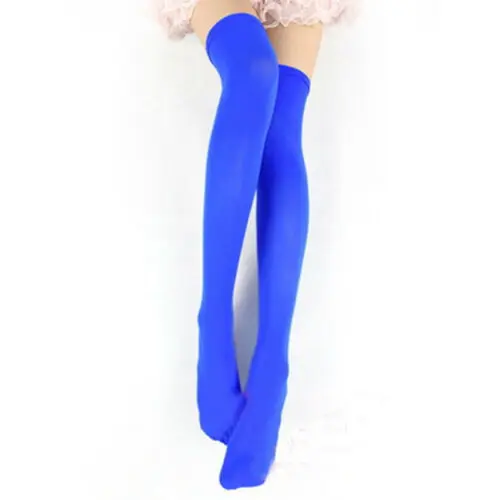Royal Blue Женские облегающие Гольфы выше колена для девочек, модные трендовые длинные хлопковые чулки ярких цветов, аксессуары для одежды - Цвет: Royal Blue