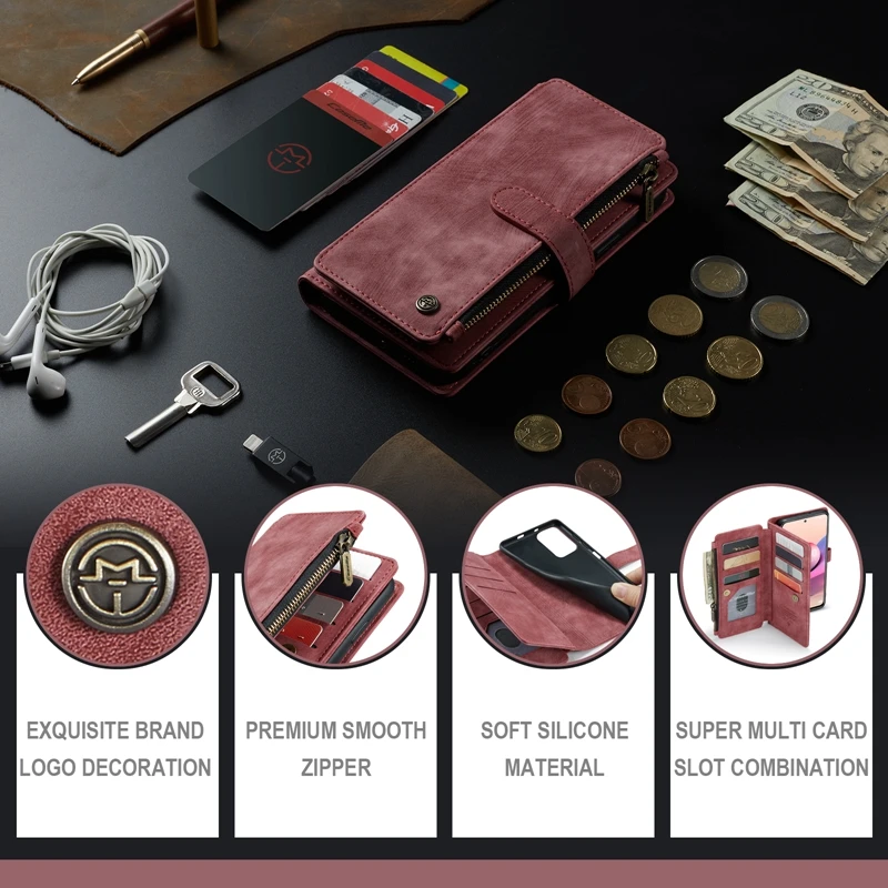 For Xiaomi Redmi Note 10 9S 10S 10 Pro Max Case Luxury Zipper Wallet PU Leather Phone Cover For Redmi Note9 Note10 Pro Max Coque