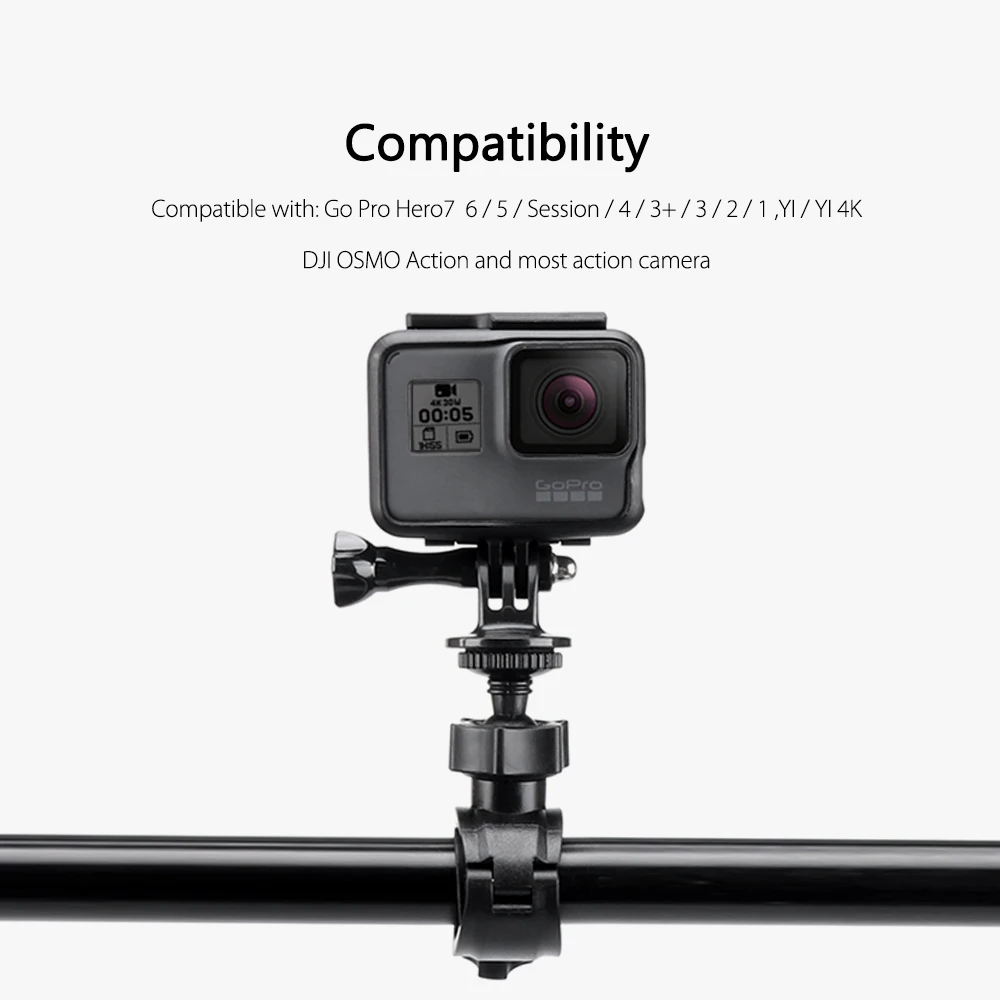 Vamson для Gopro 7/6/5/4 аксессуары вращение на 360 ° на руль мотоцикла или полюс штатива с креплением в виде чашечных держателей для спортивной экшн-камеры Xiaomi YI 4K VP507S