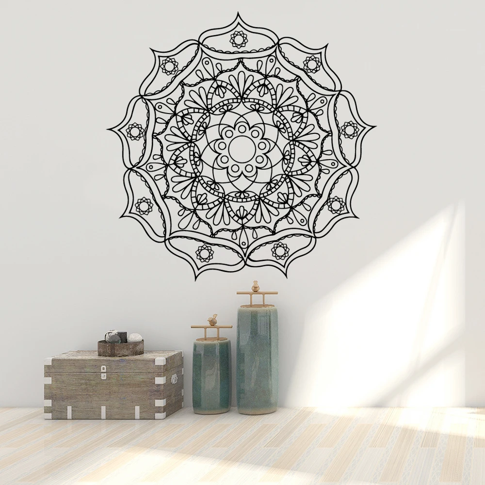 Large datura mandala Wall Sticker Art Paper Waterproof Decals Mural Living Room Decor naklejki na sciane | Дом и сад