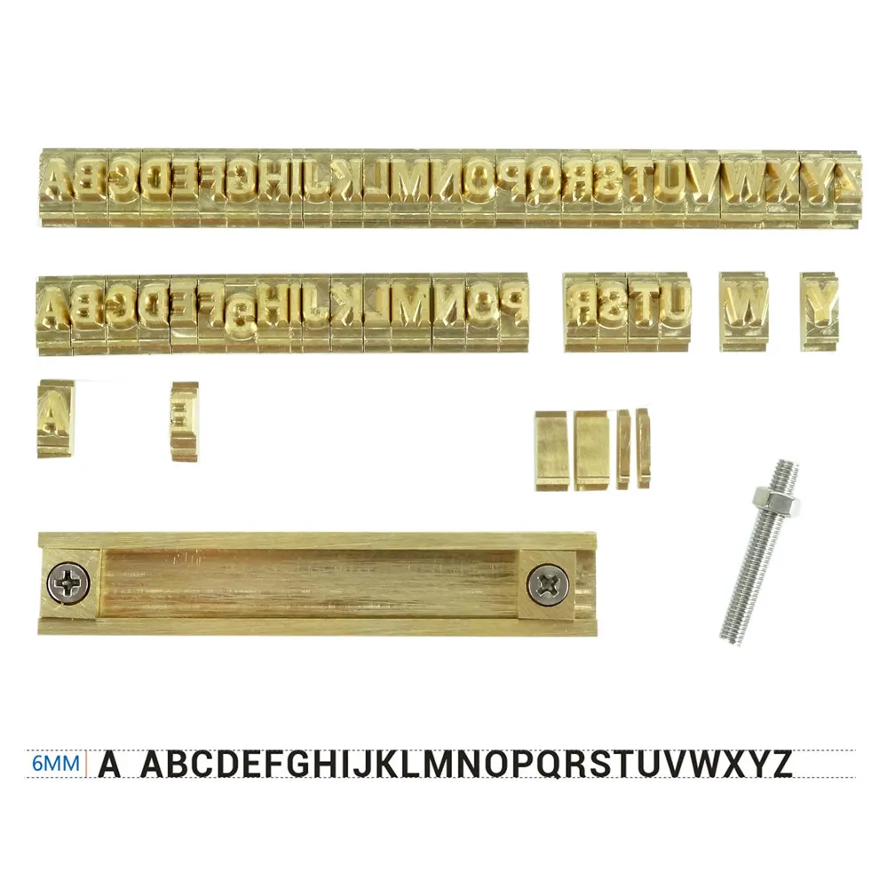 Roboto Bold font style brass hot foil stamping letters ,based on "A" height 6mm,T type stamping